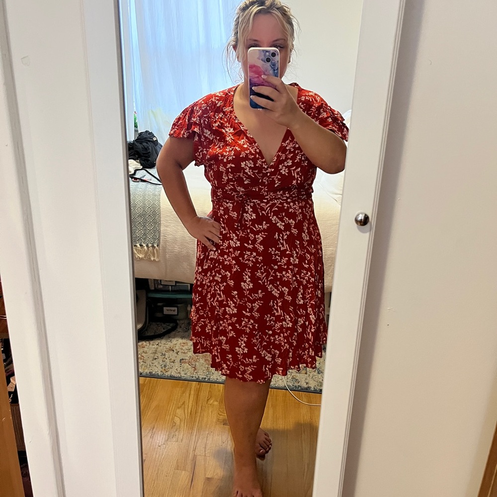 Adorable and Flirty Red Wrap Dress